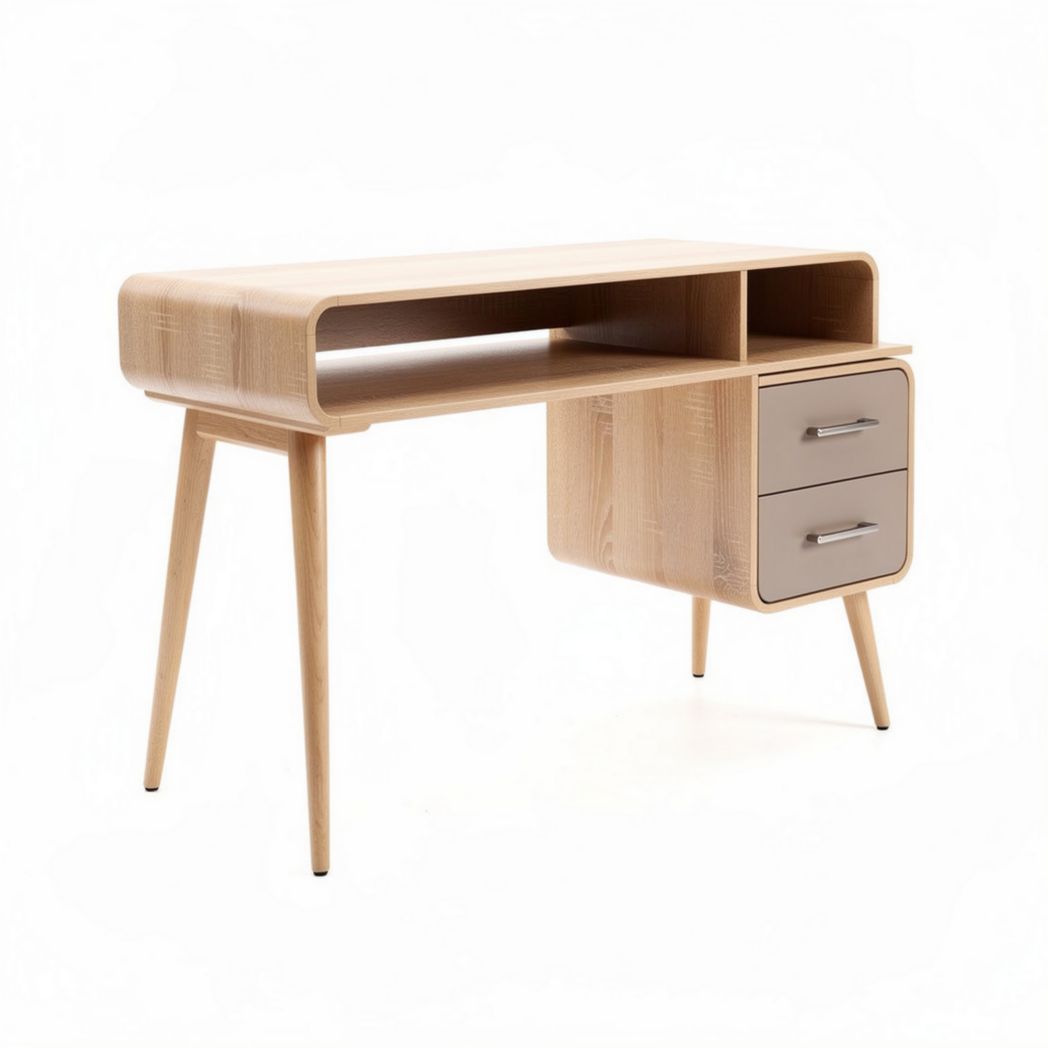 Bureau en bois clair avec tiroirs dimensions 120 x 60 x 75cm