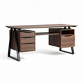 Bureau en bois avec structure noire 150 x 75 x 75 cm et tiroirs de rangement