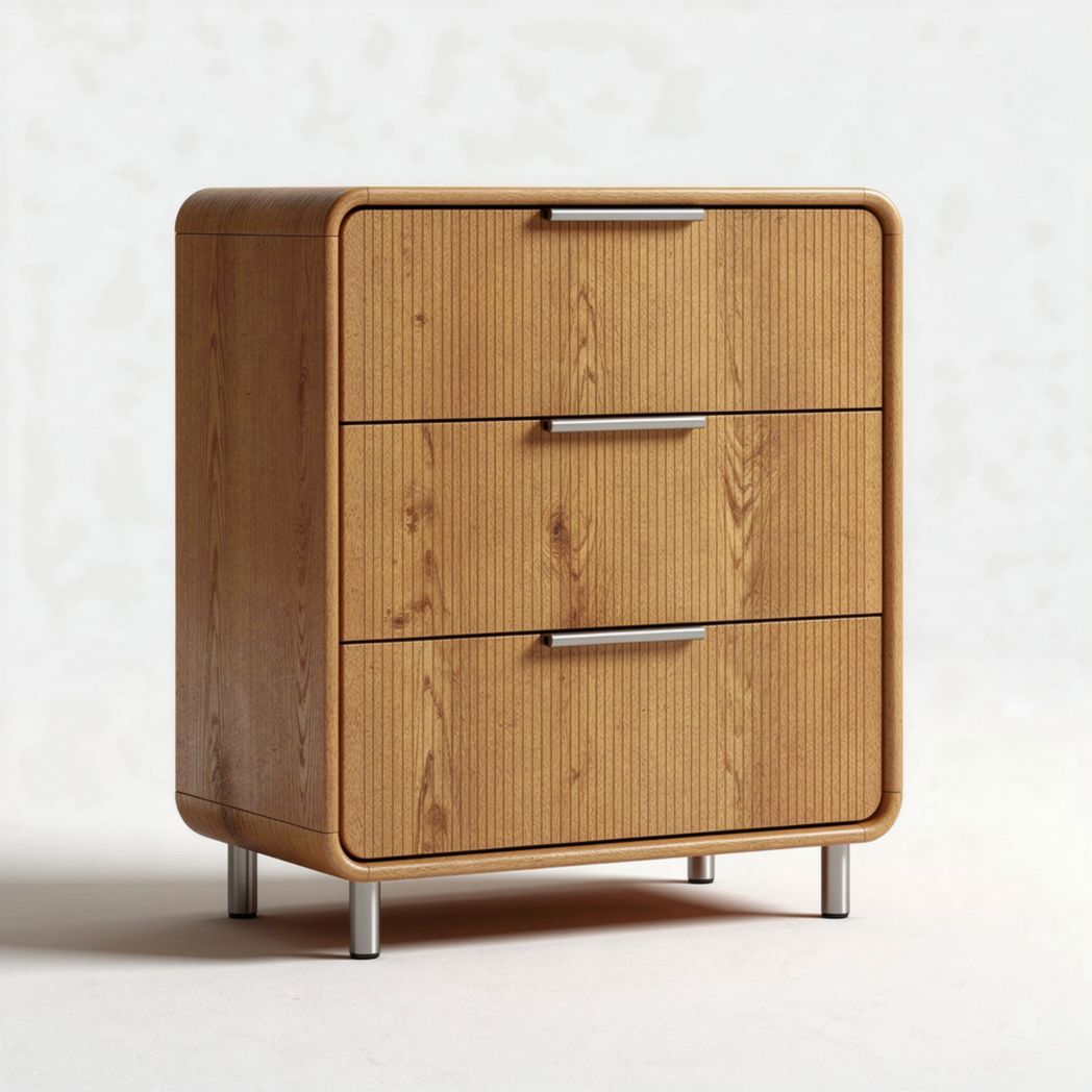Meuble de rangement en bois avec trois tiroirs 50 x 40 x 60cm couleur chêne