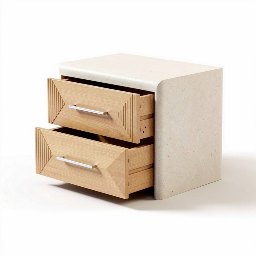 Table de chevet en bois avec deux tiroirs dimensions 40 x 30 x 30cm