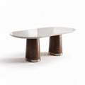 Table ovale en verre et bois 200 x 100 x 75cm pour salle à manger