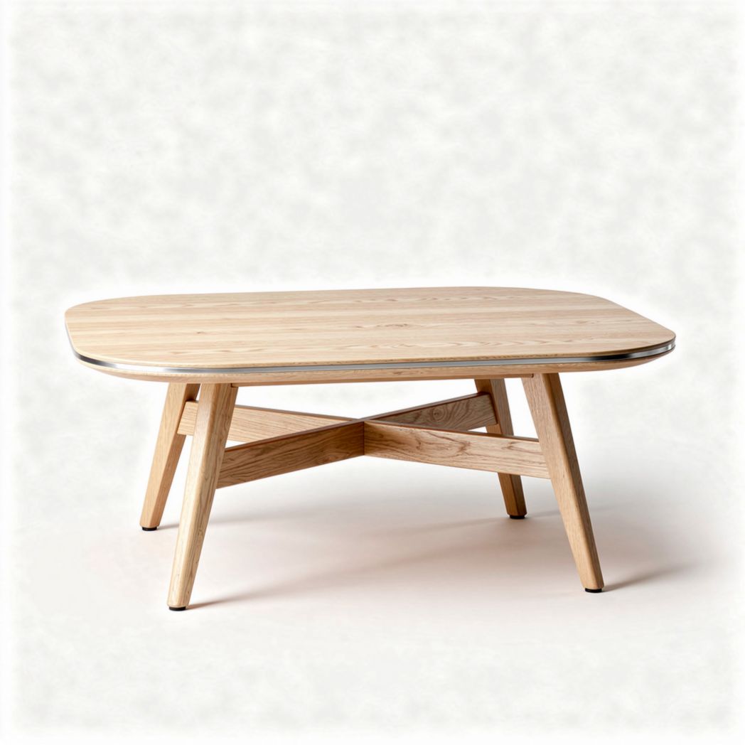 Table basse en bois clair 120 x 80 x 40 cm pour salon moderne